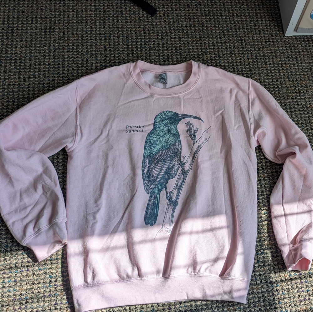 Palestine Sunbird 🇵🇸 Limited Edition Light Pink Crew Sweatshirt Small/S